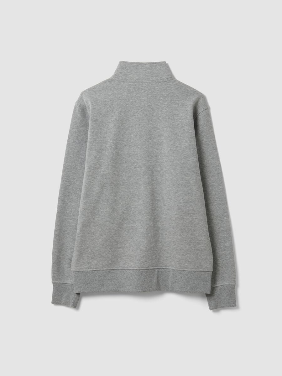 Grey cotton-blend sweatshirt with crew neck and zip, regular fit_2