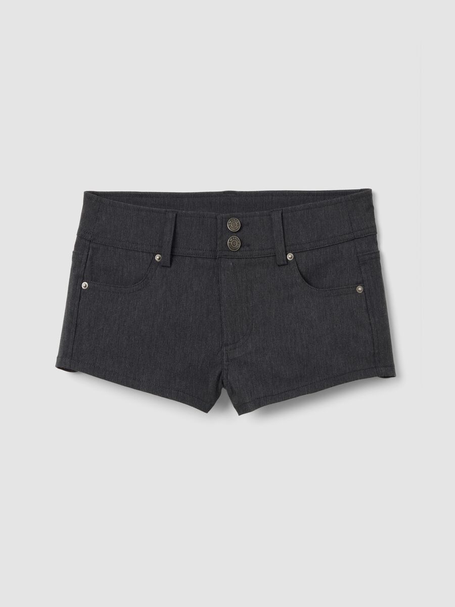Grey stretch viscose skinny-fit shorts_0