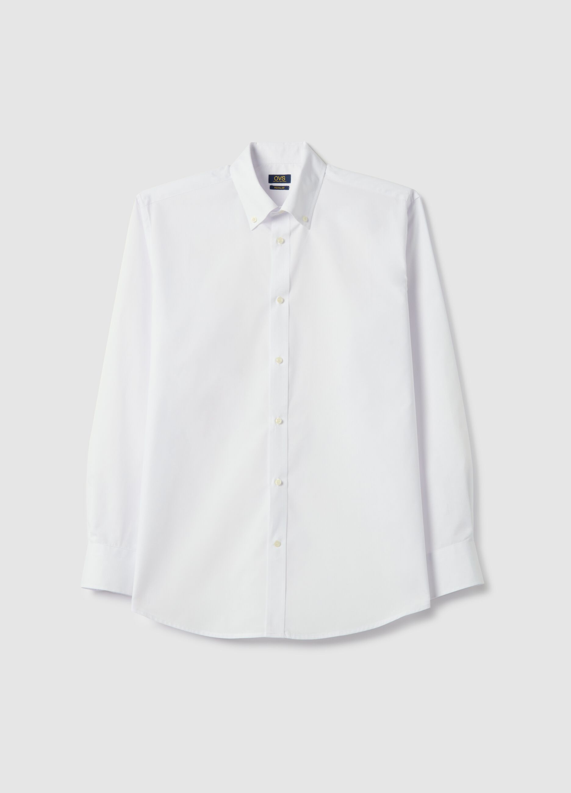 White cotton blend shirt regular fit easy iron