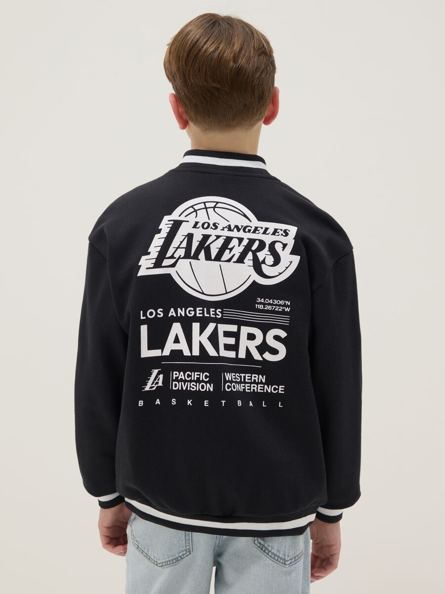 Kids' black cotton-blend bomber jacket regular fit with print_1