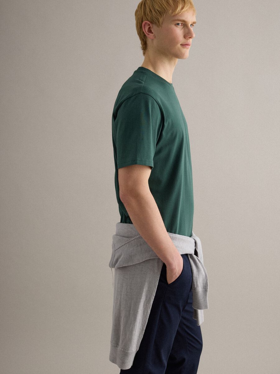 Relaxed fit green cotton crew neck t-shirt_4