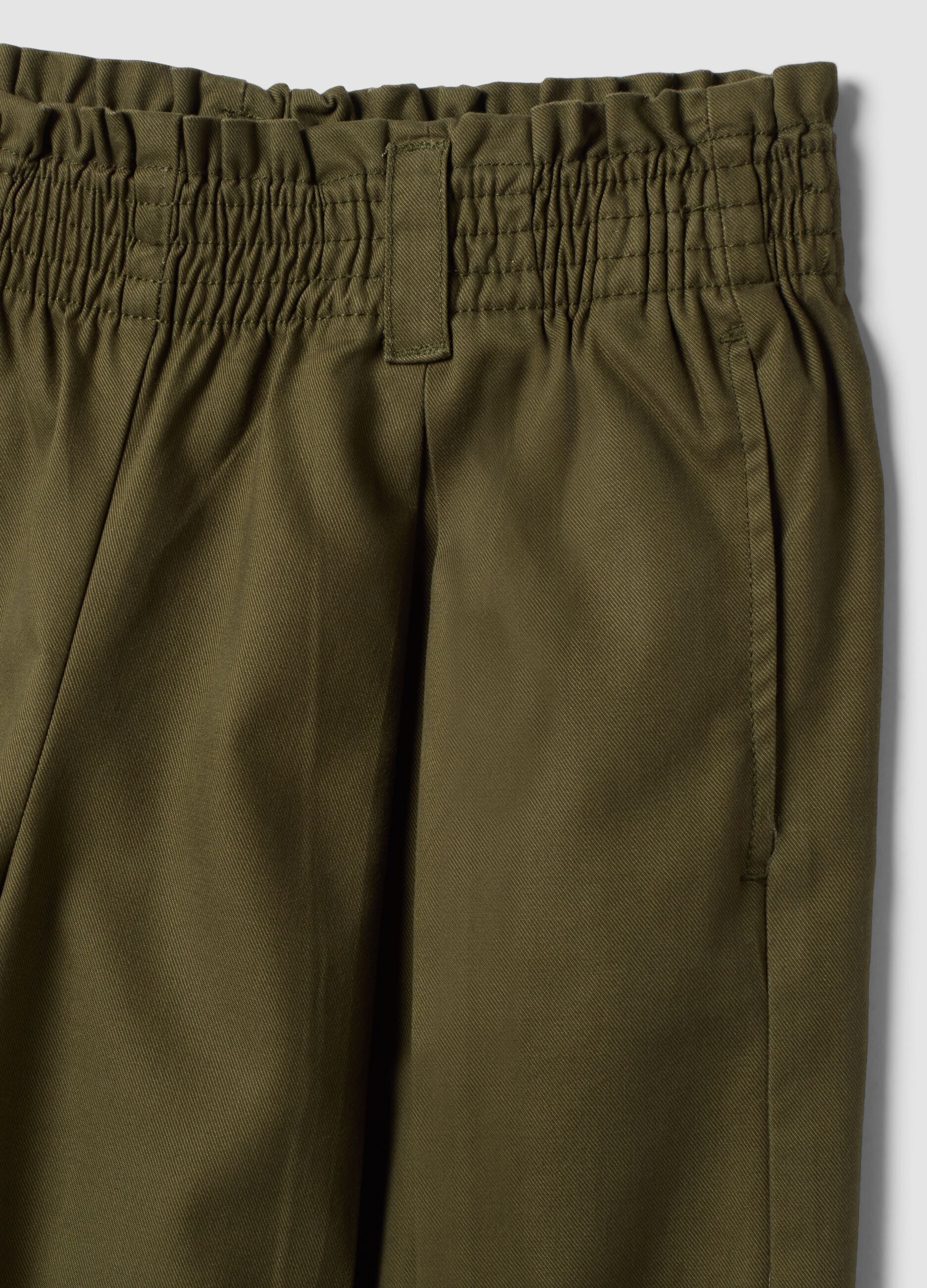 Green wide-leg jogger trousers in cotton and lyocell blend for girls