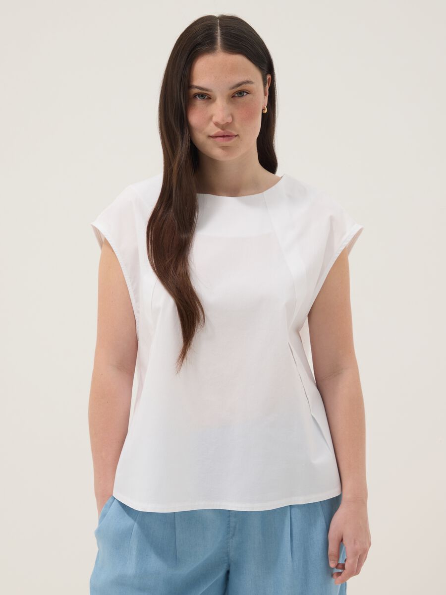 White stretch cotton blouse_0