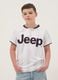 White boys&rsquo; sporty T-shirt with vertical stripes and Jeep logo_0