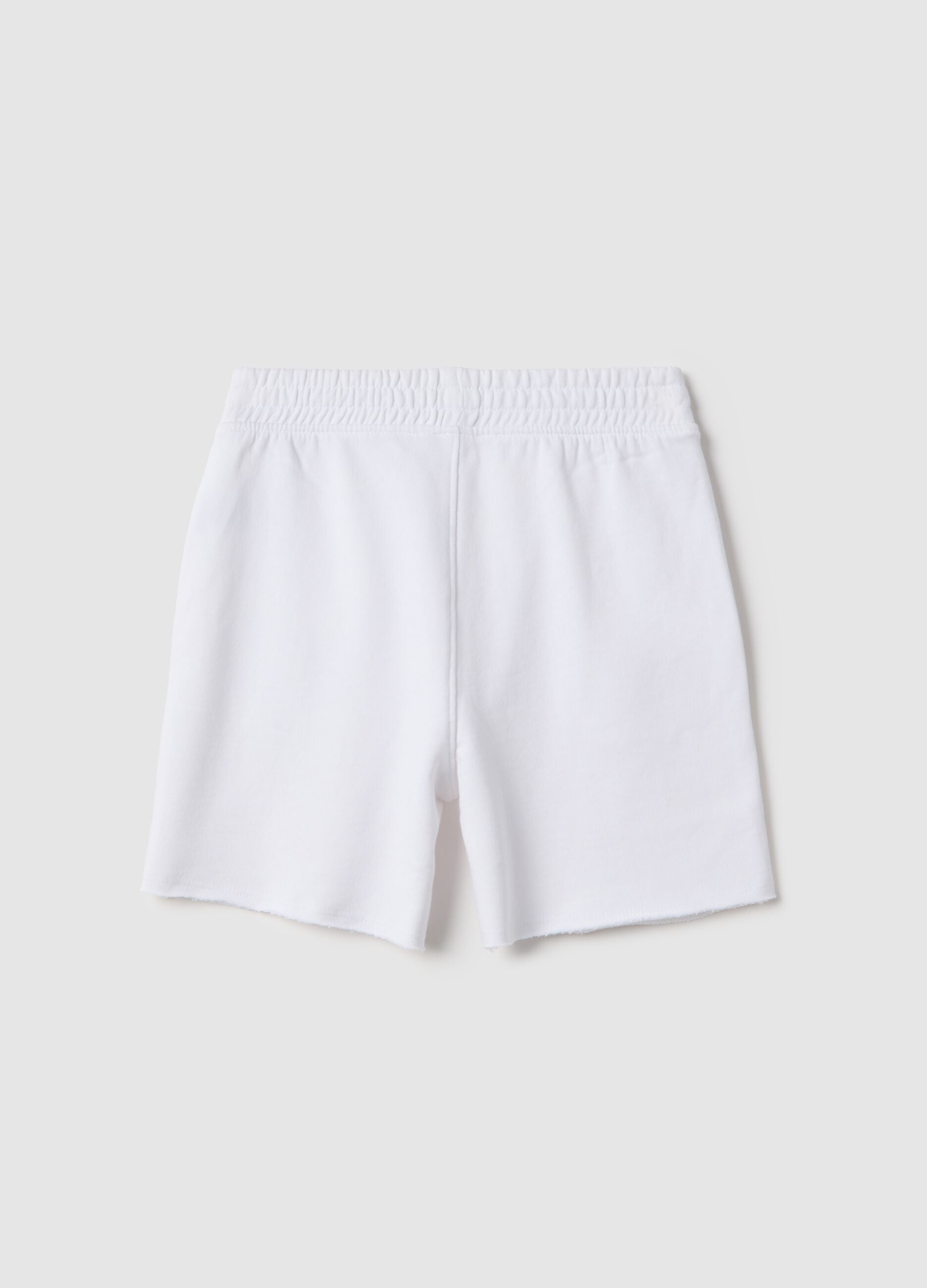 Boys' regular fit white pure cotton short jogger trousers