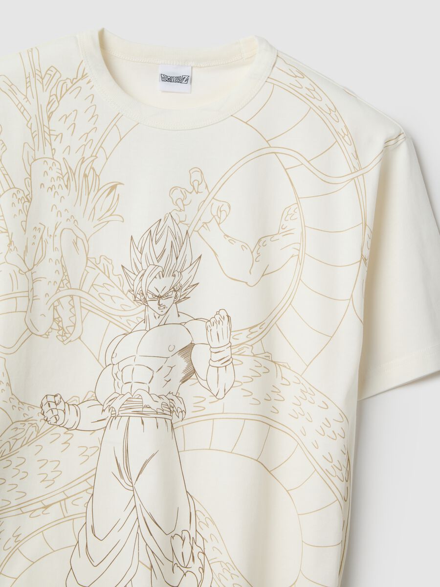 Beige pure cotton regular fit T-shirt with Dragon Ball print_5