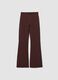 Brown stretch cotton flare trousers_0