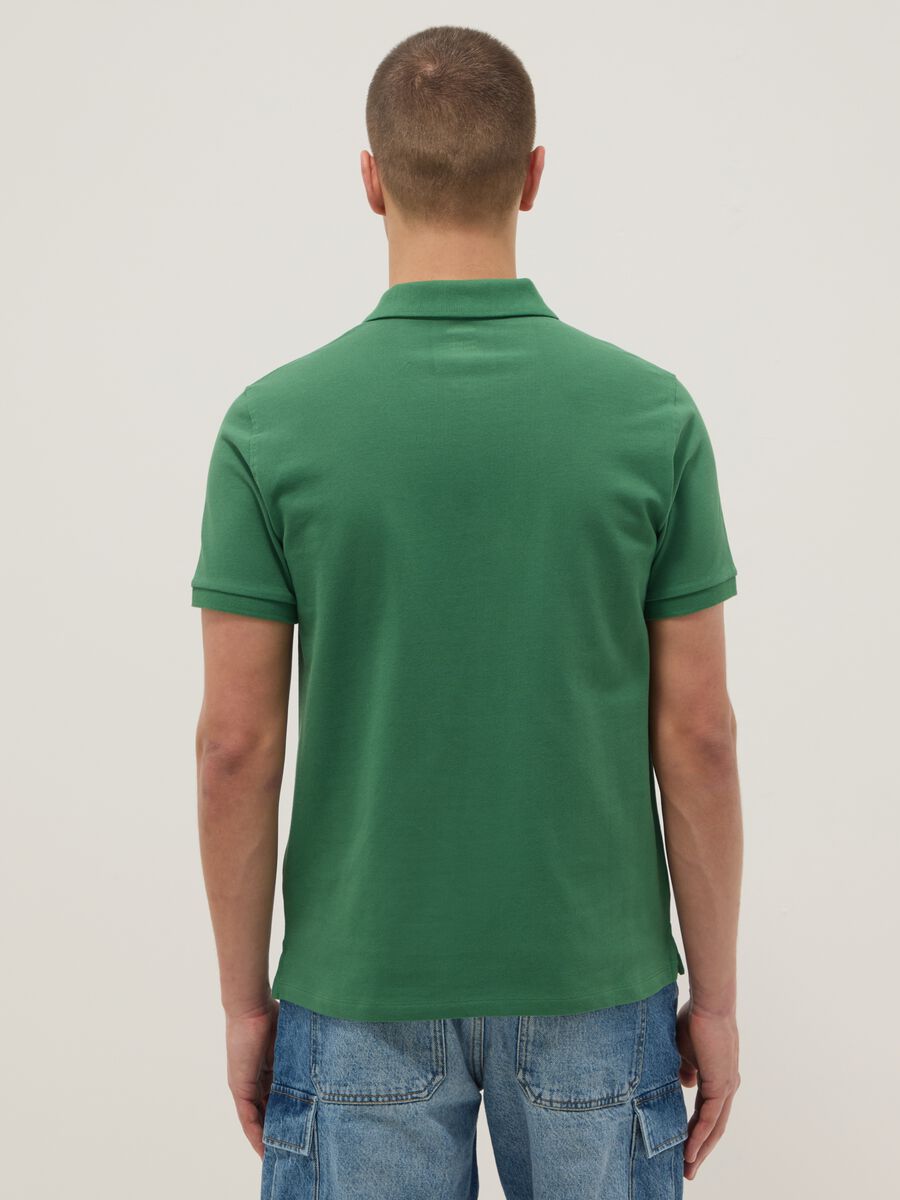 Short sleeve polo in pure green cotton regular fit_2