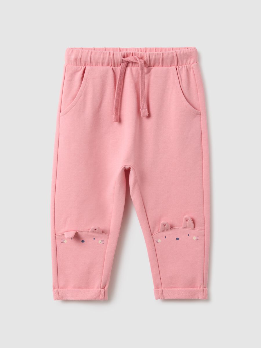 Girls' pink stretch cotton slim fit trousers_0
