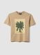 Beige pure cotton T-shirt with front print_4