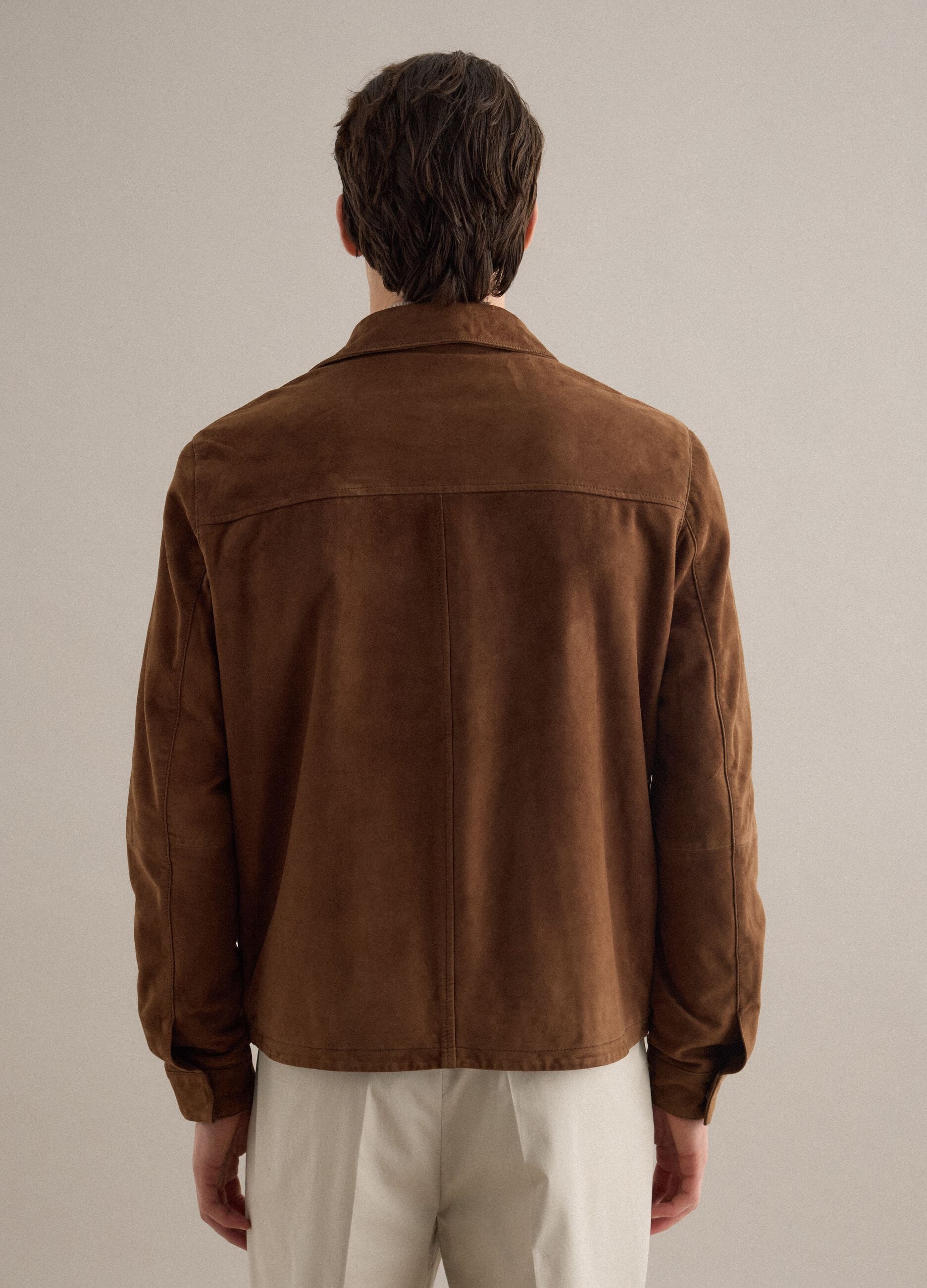 Light brown genuine leather jacket regular fit with full zip