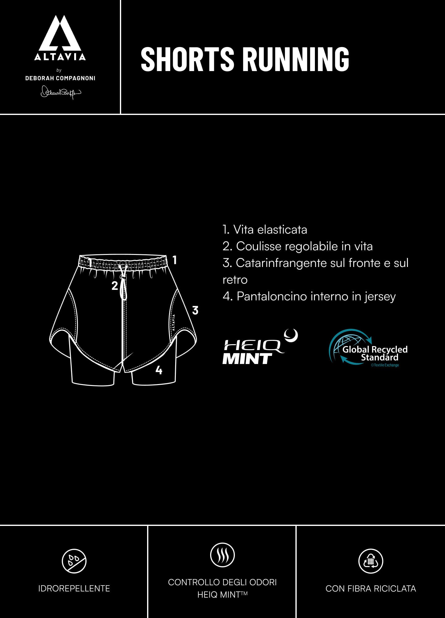 ALTAVIA RUNNING SHORTS WITH DEBORAH COMPAGNONI