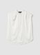 White short sleeve blouse regular fit with mandarin collar_4
