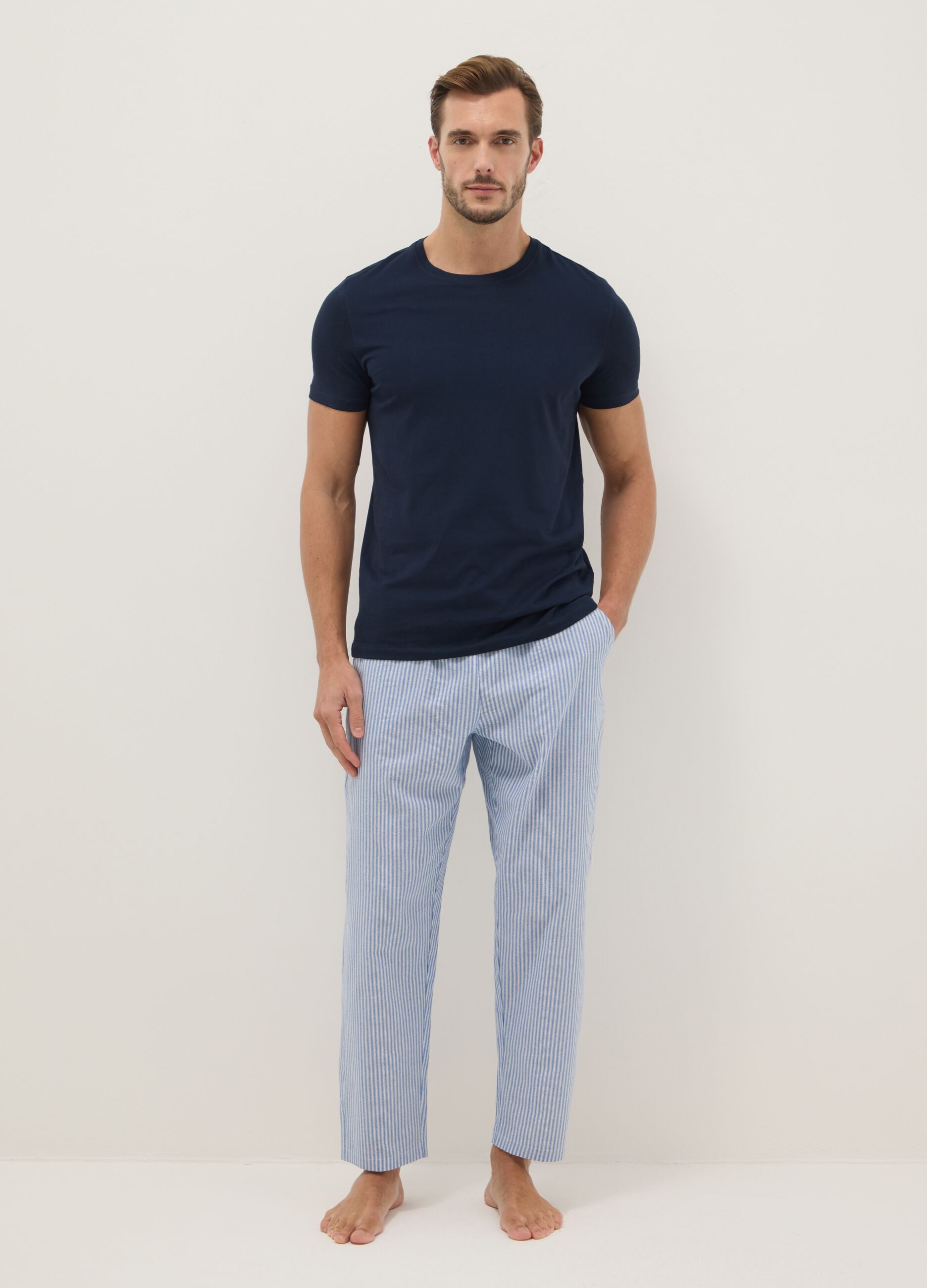 Multicolour striped pure cotton pyjama shorts regular fit
