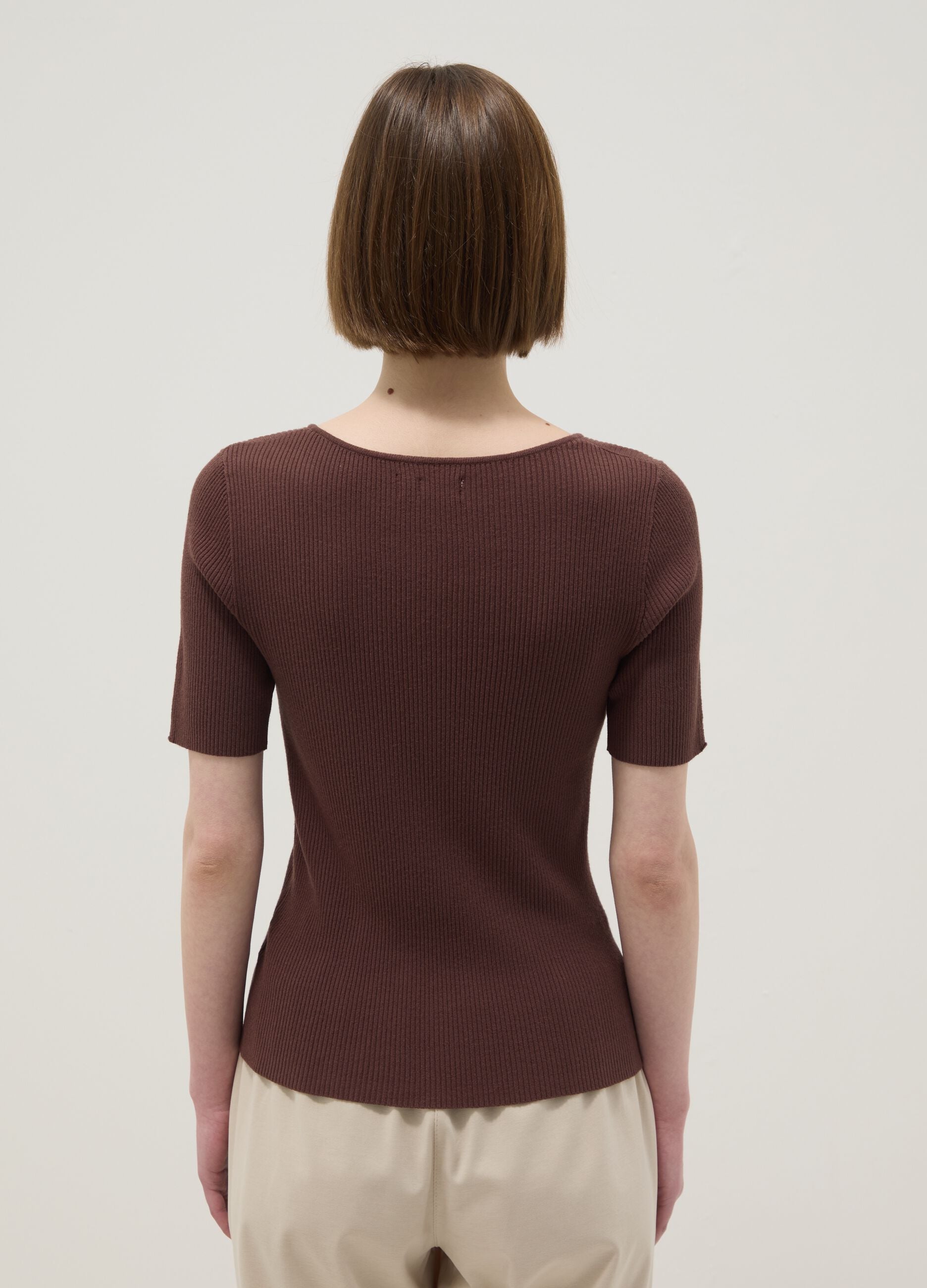 Brown regular fit viscose blend T-shirt with bows
