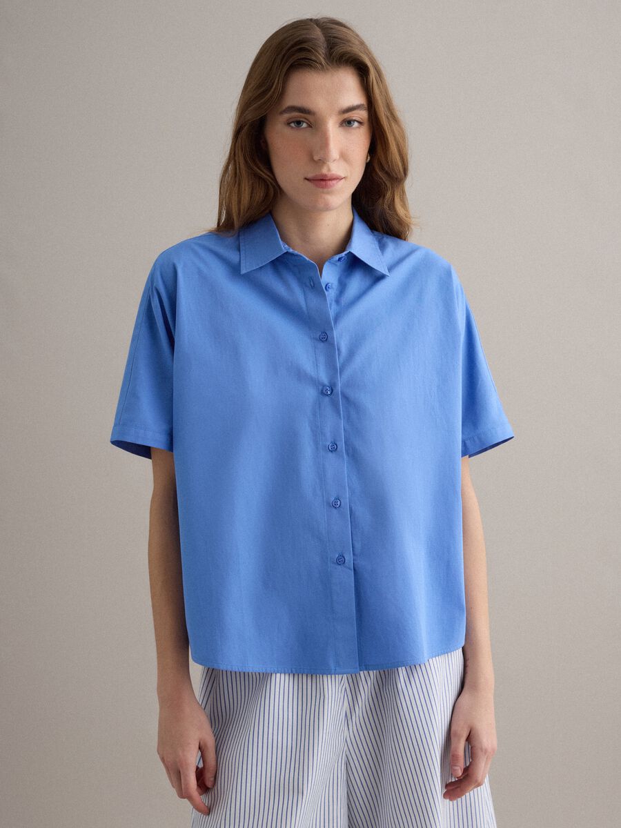 Azure pure cotton oversized fit shirt_1