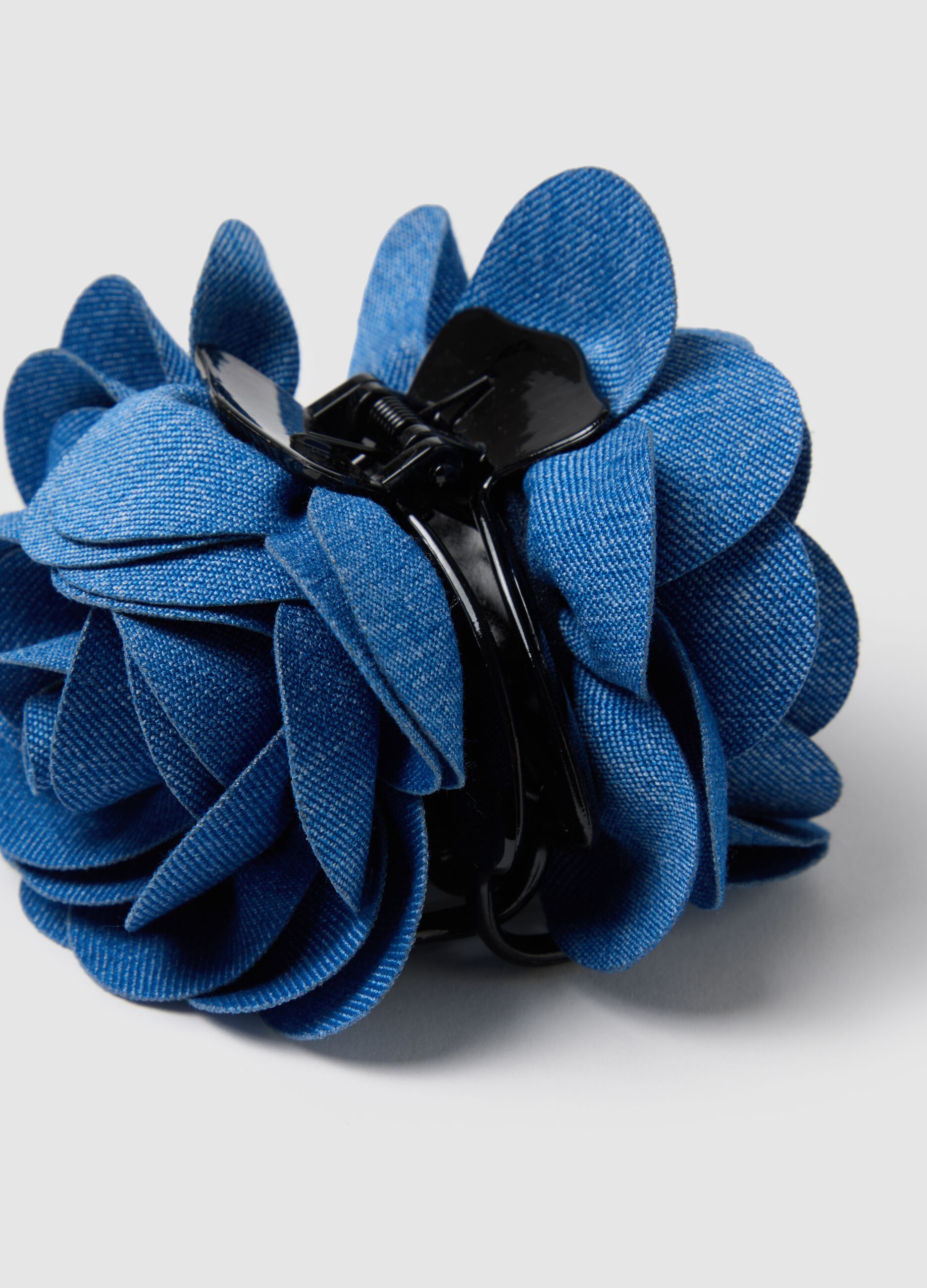 Blue Hair Clip with Ornamental Flower