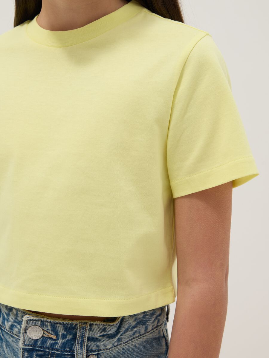 Yellow pure cotton boxy fit girl's T-shirt_2