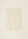 White cotton-blend baby girl sleepsuit with classic collar_0