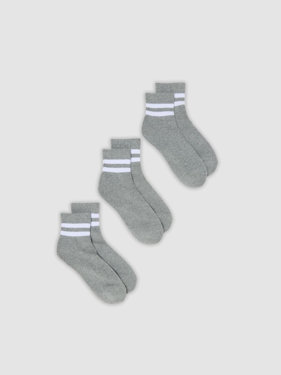 3-pack of grey athletic socks in stretch organic cotton_0