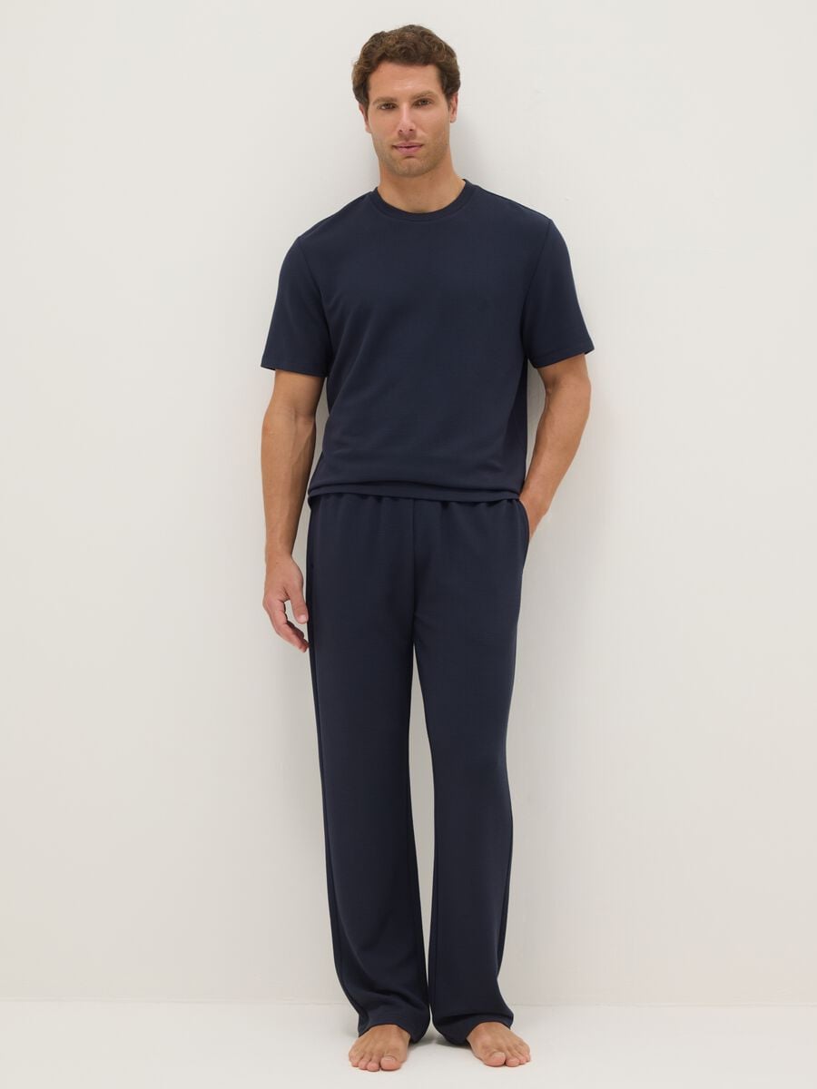 Blue viscose blend pyjama trousers regular fit_0
