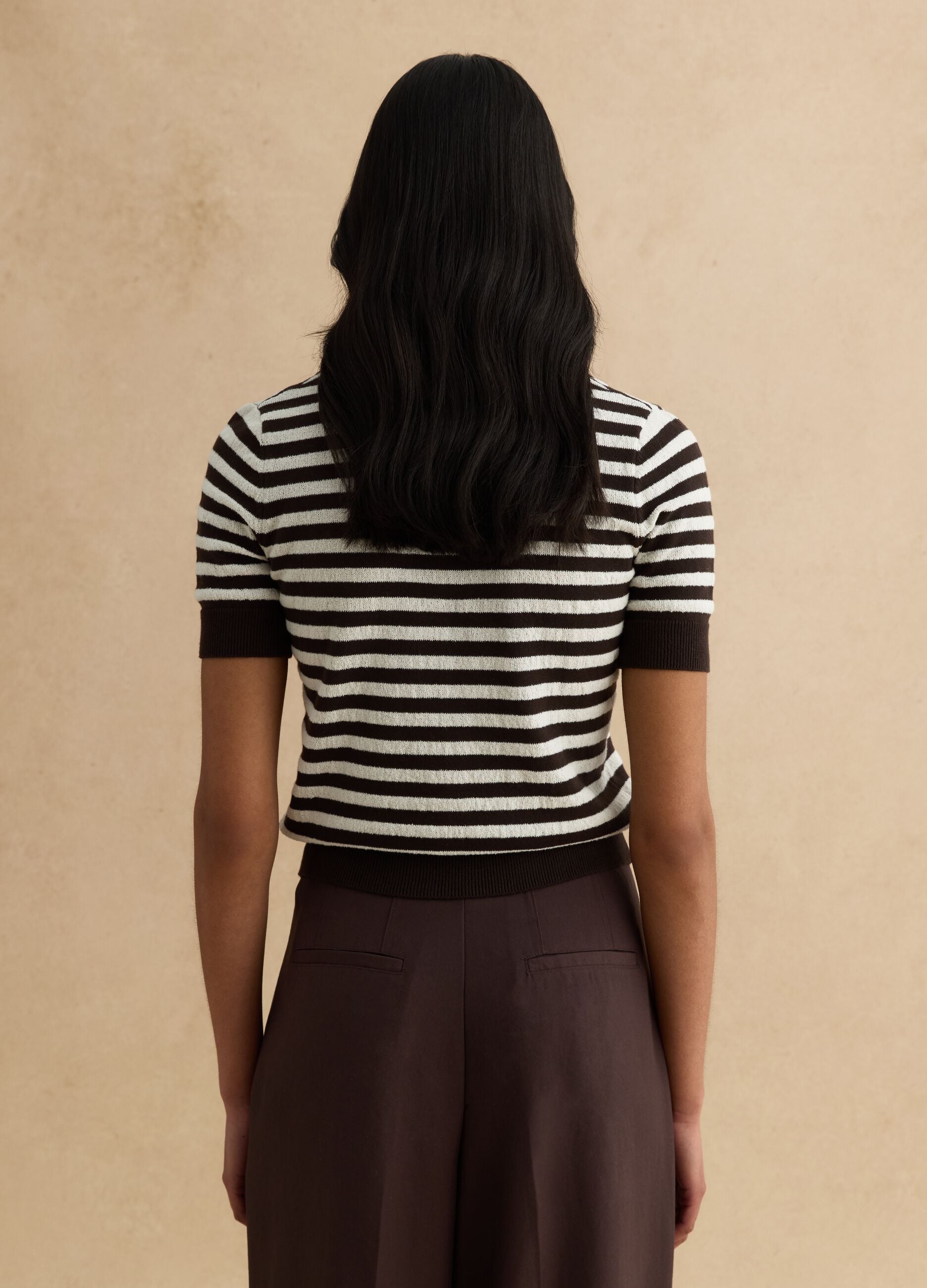Multicoloured striped regular fit cotton blend sweater