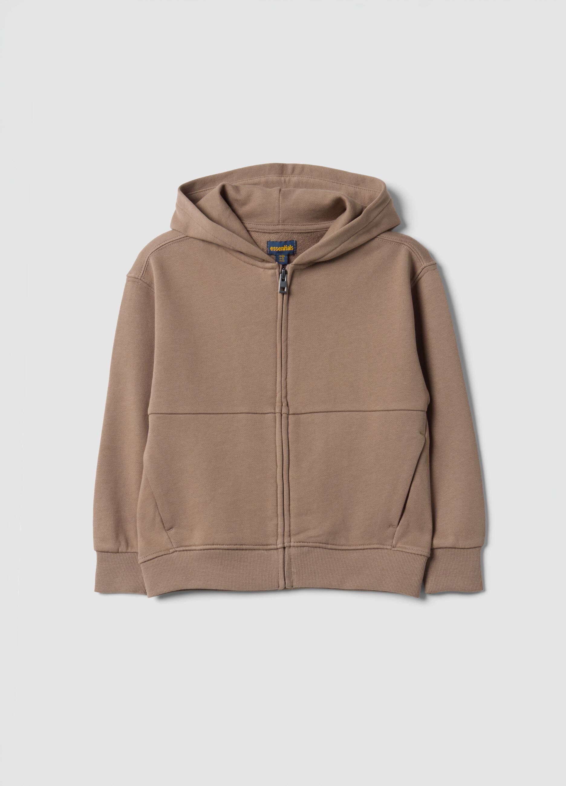 Felpa marrone con cappuccio in puro cotone organico over fit per bambino
