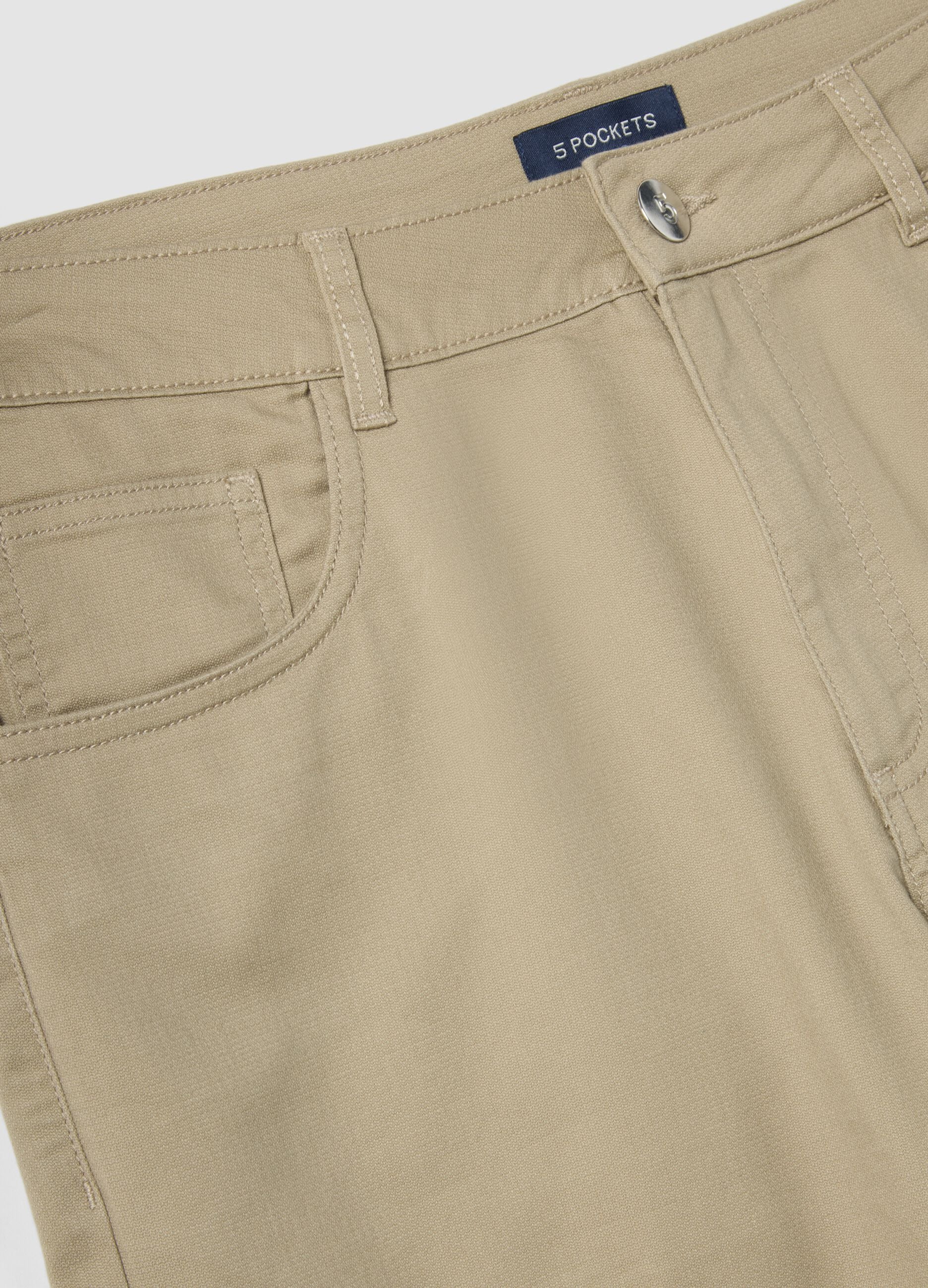 Beige stretch cotton Bermuda shorts