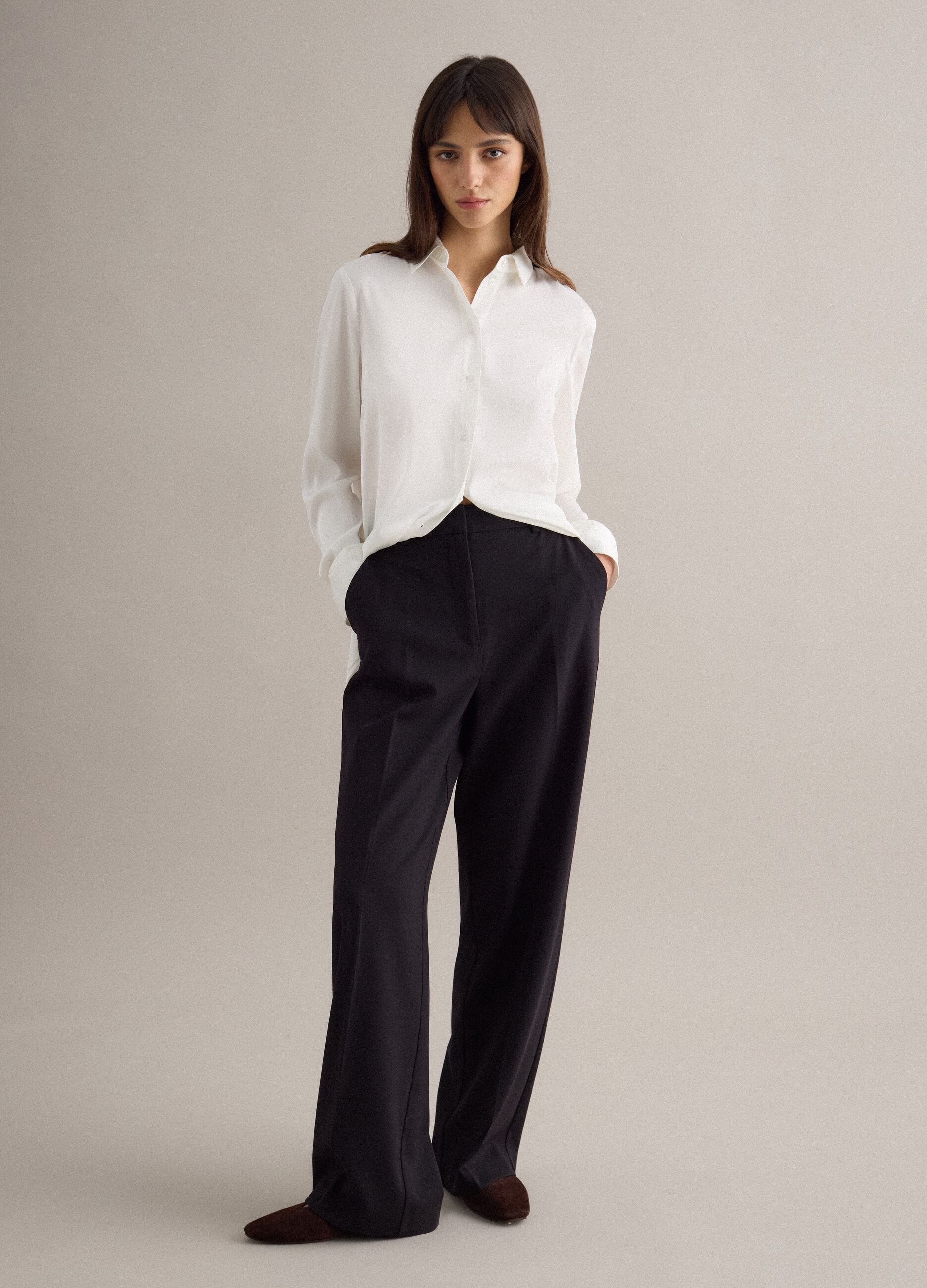White long-sleeve regular fit shirt