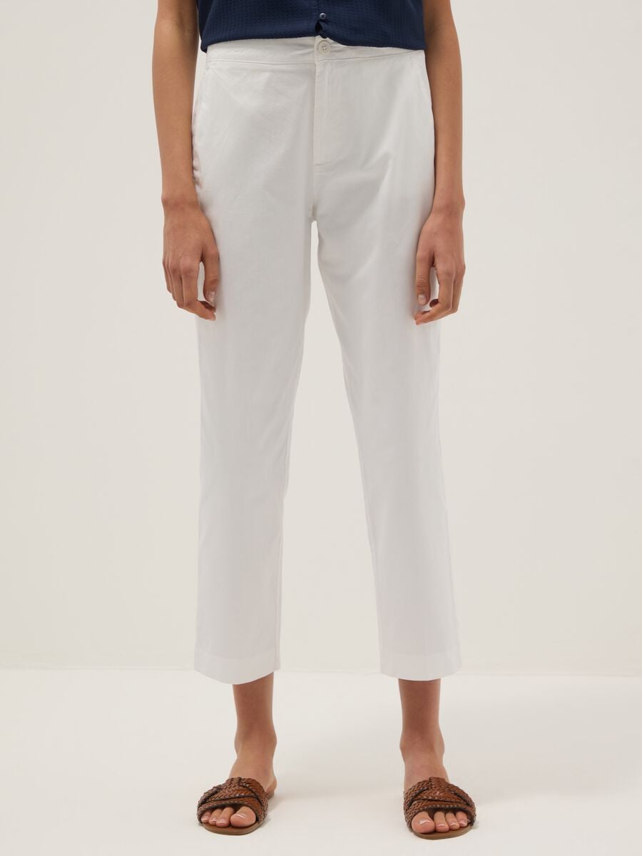 White pure cotton chino trousers, regular fit_1