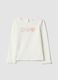White Stretch Cotton T-Shirt for Girls Regular Fit with Hearts_0