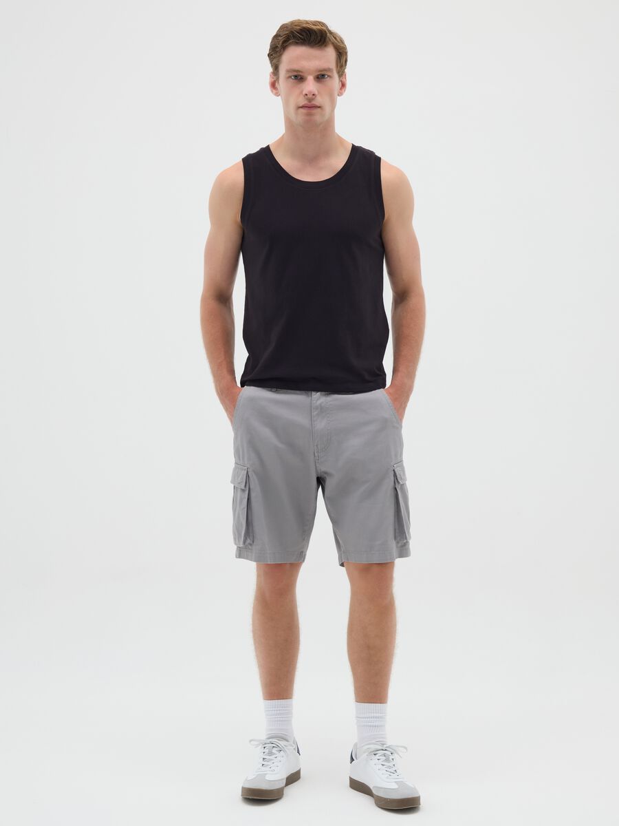 Men's basic black cotton vest regular fit_1