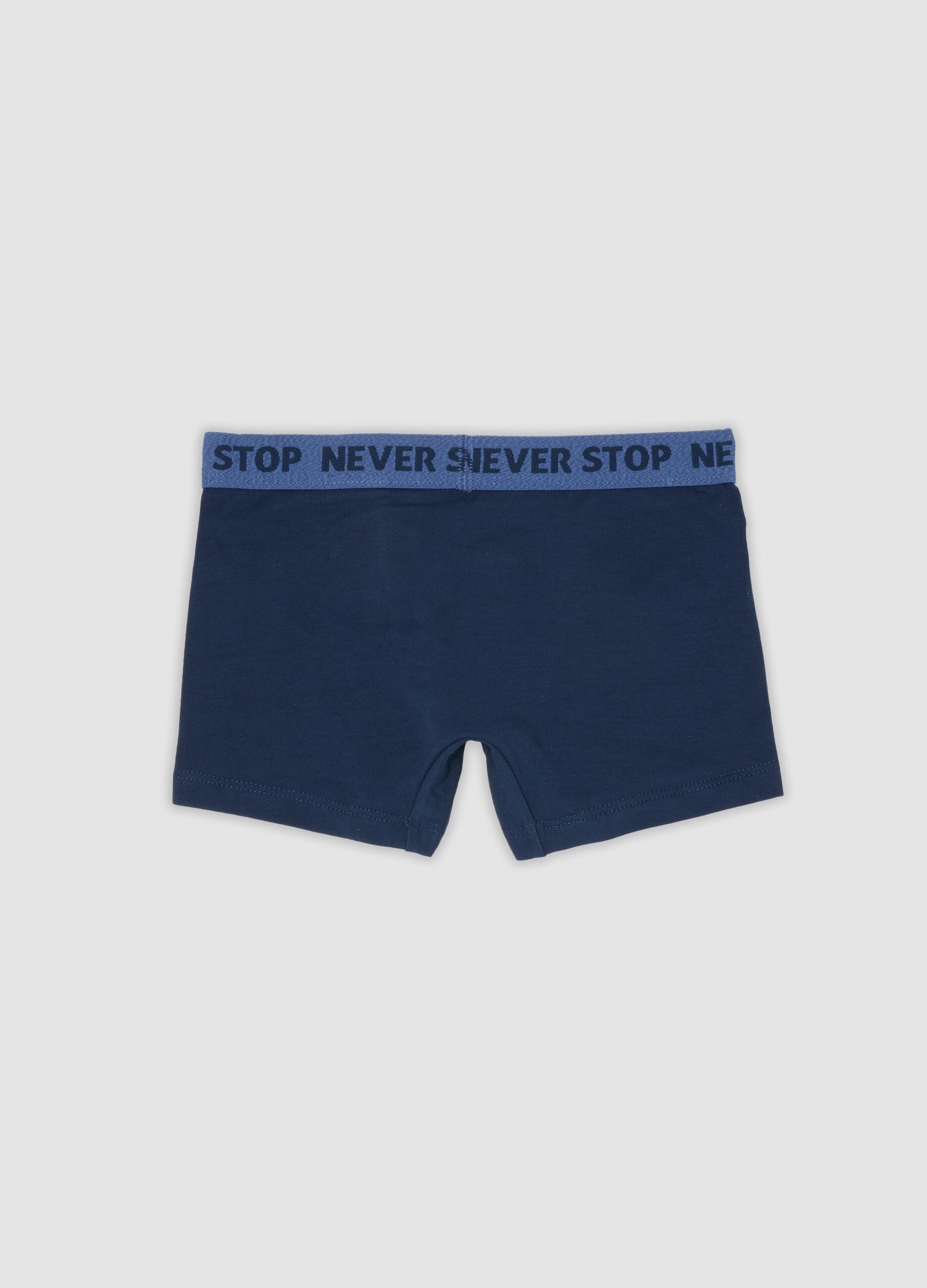 Blue midi boxer briefs in stretch organic cotton for boys
