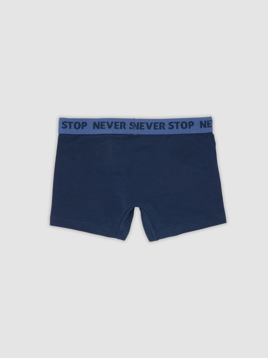 Blue midi boxer briefs in stretch organic cotton for boys_1