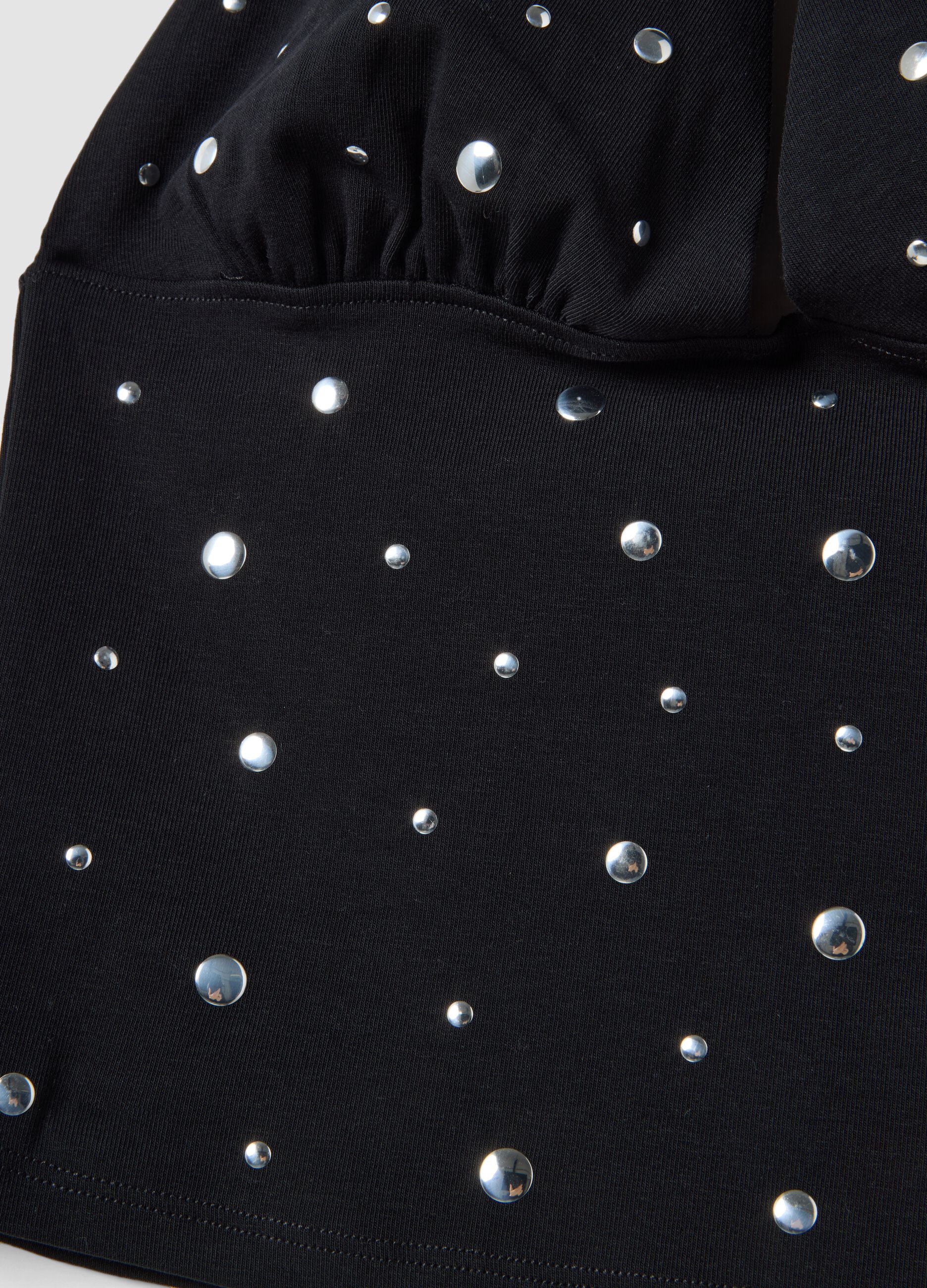 Black stretch cotton regular-fit tank top with deep neckline