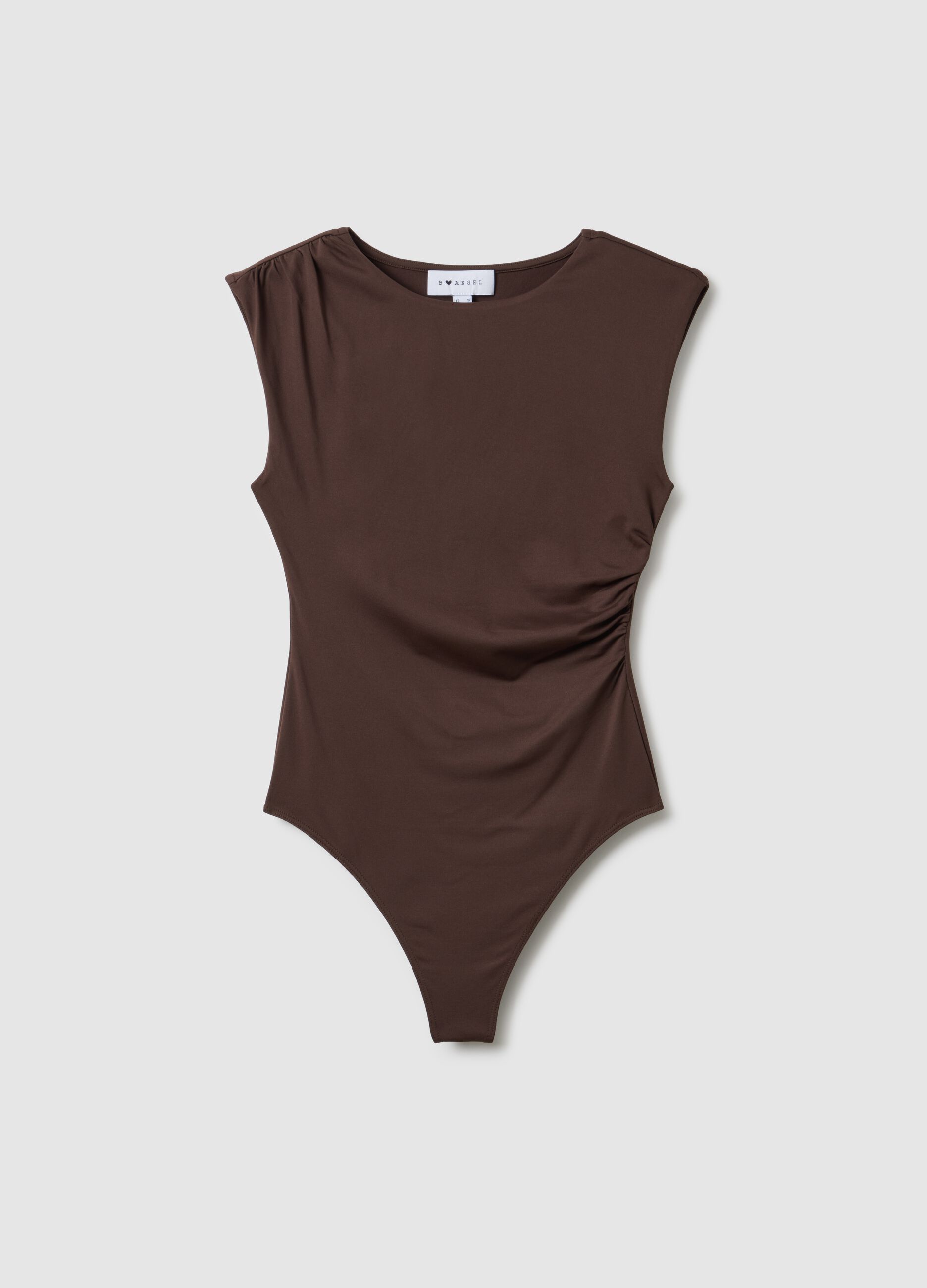 Brown stretch fabric bodysuit regular fit