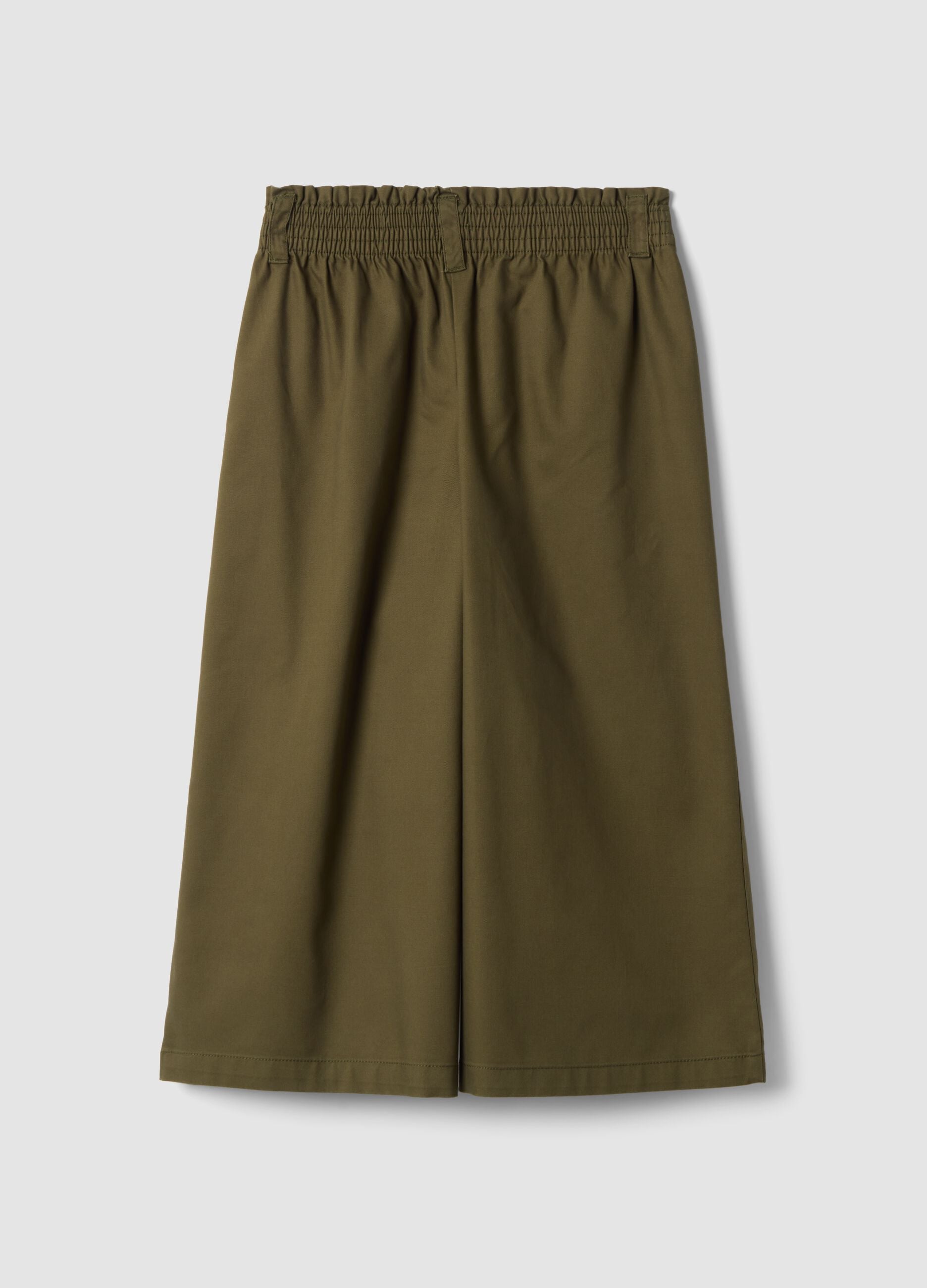 Green wide-leg jogger trousers in cotton and lyocell blend for girls