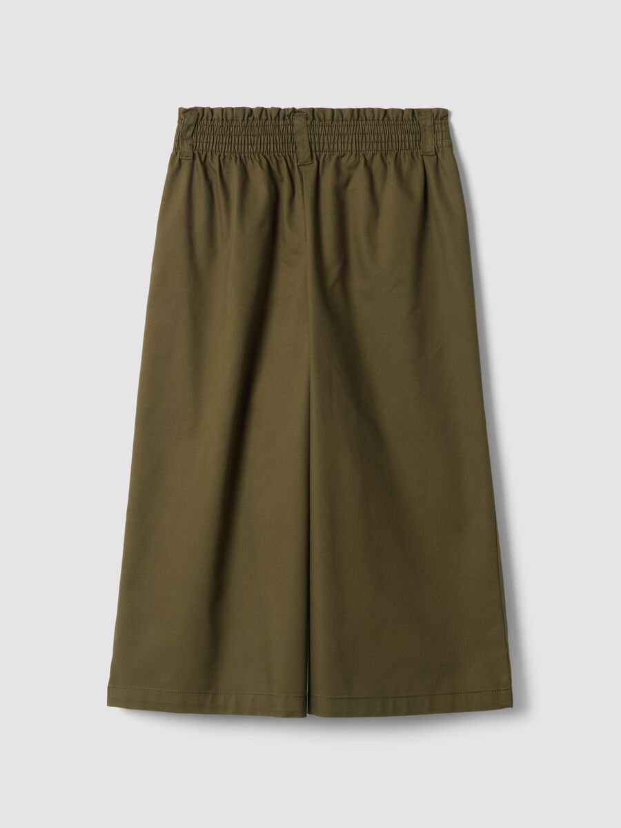 Green wide-leg jogger trousers in cotton and lyocell blend for girls_2