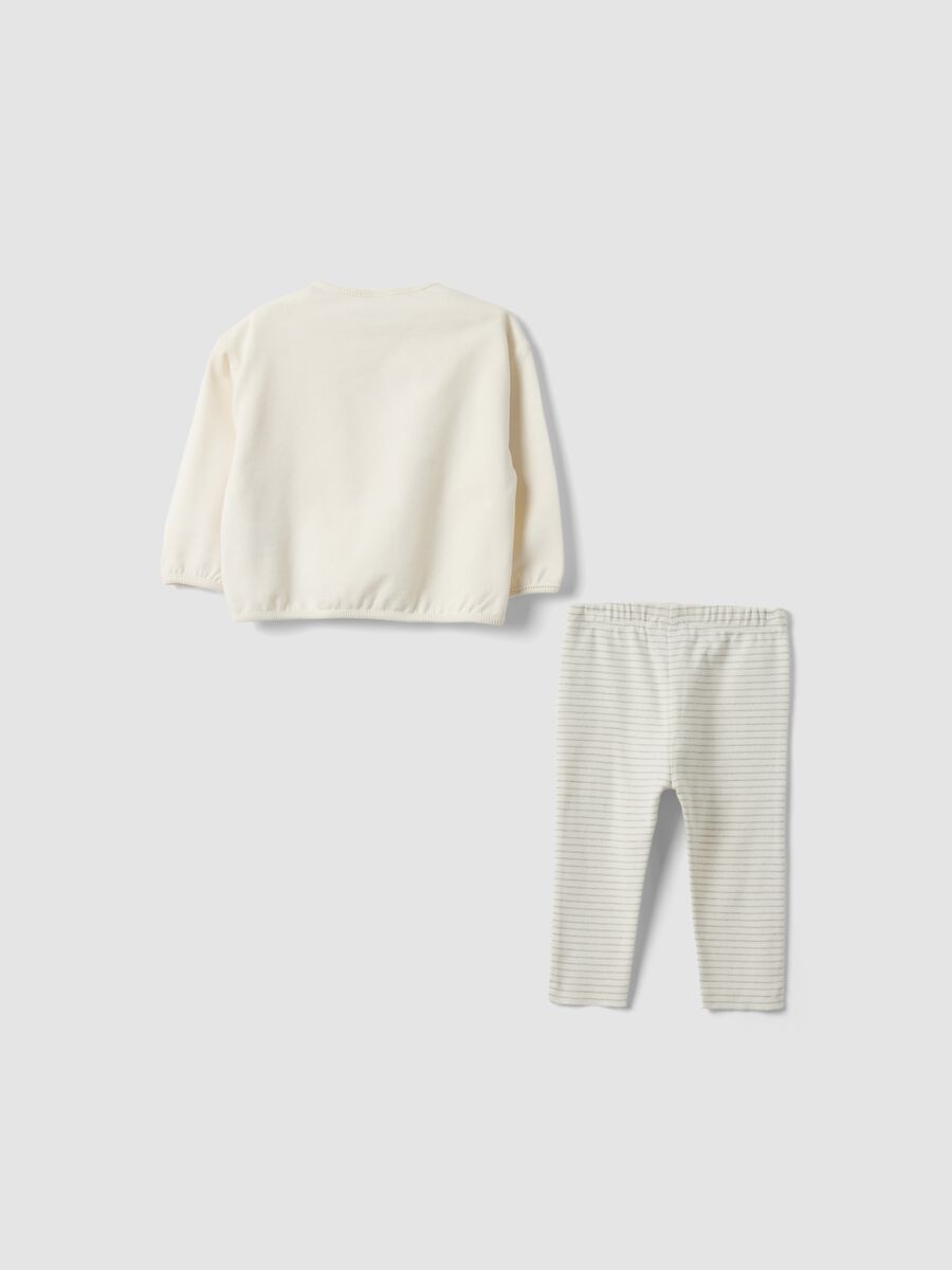 White organic cotton knit and trouser set for newborns_1