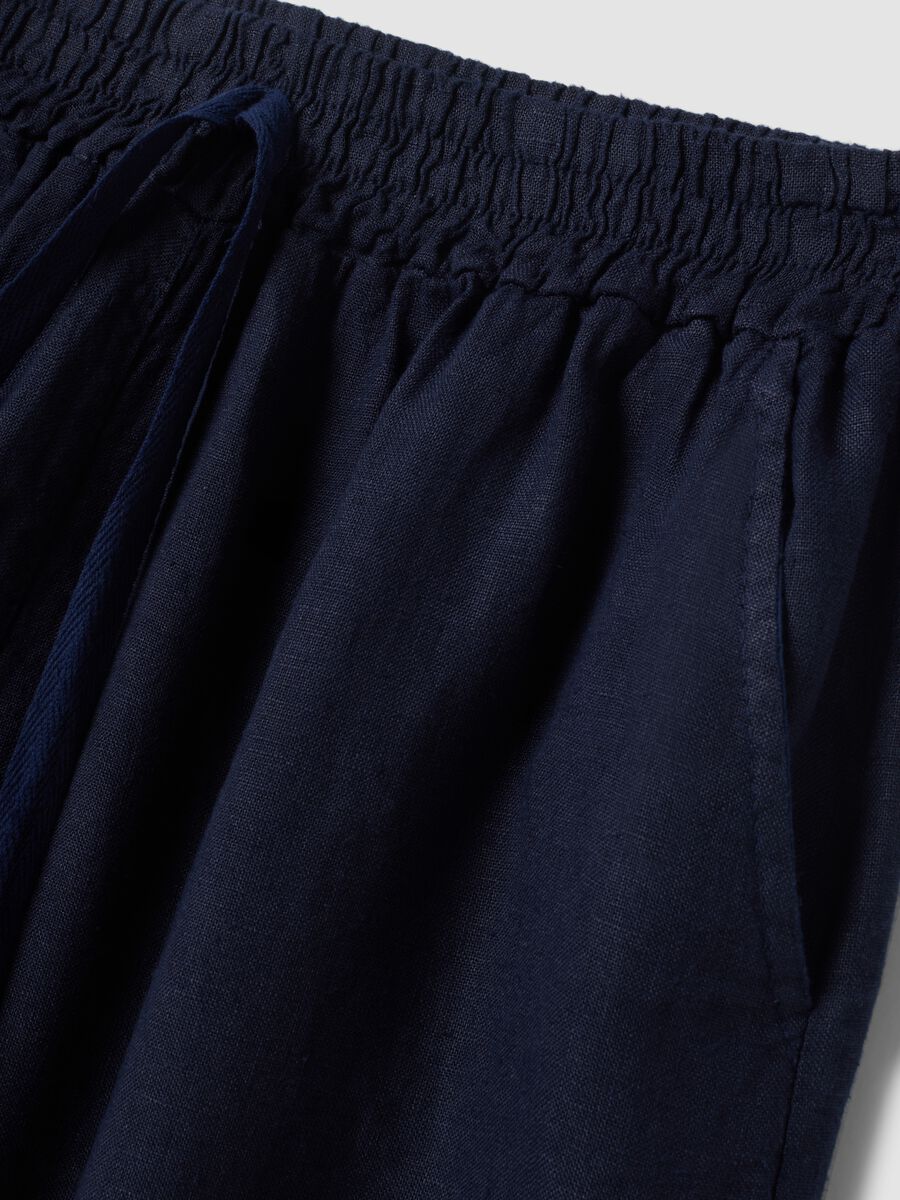 Blue pure linen palazzo trousers_5