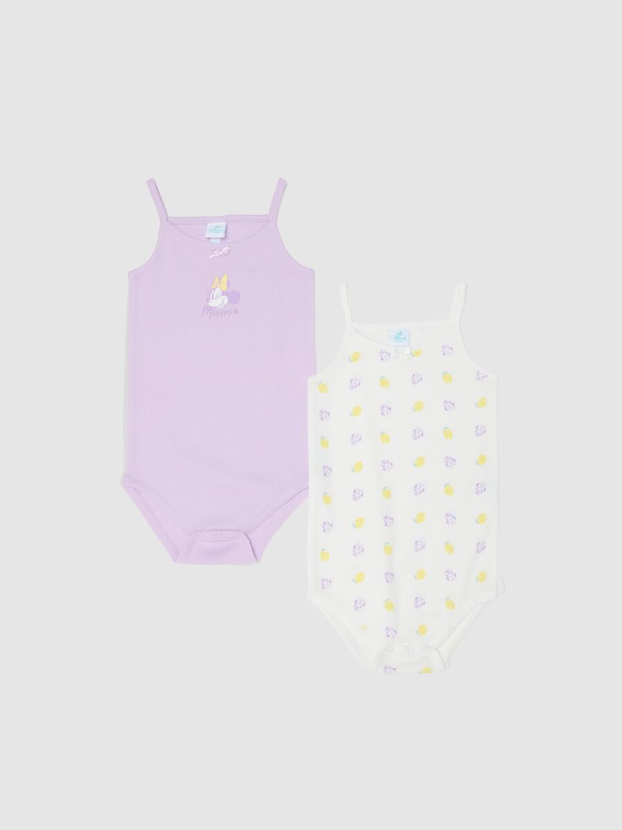 2-pack of multicolour pure cotton sleeveless Minnie bodysuits for baby girls_0