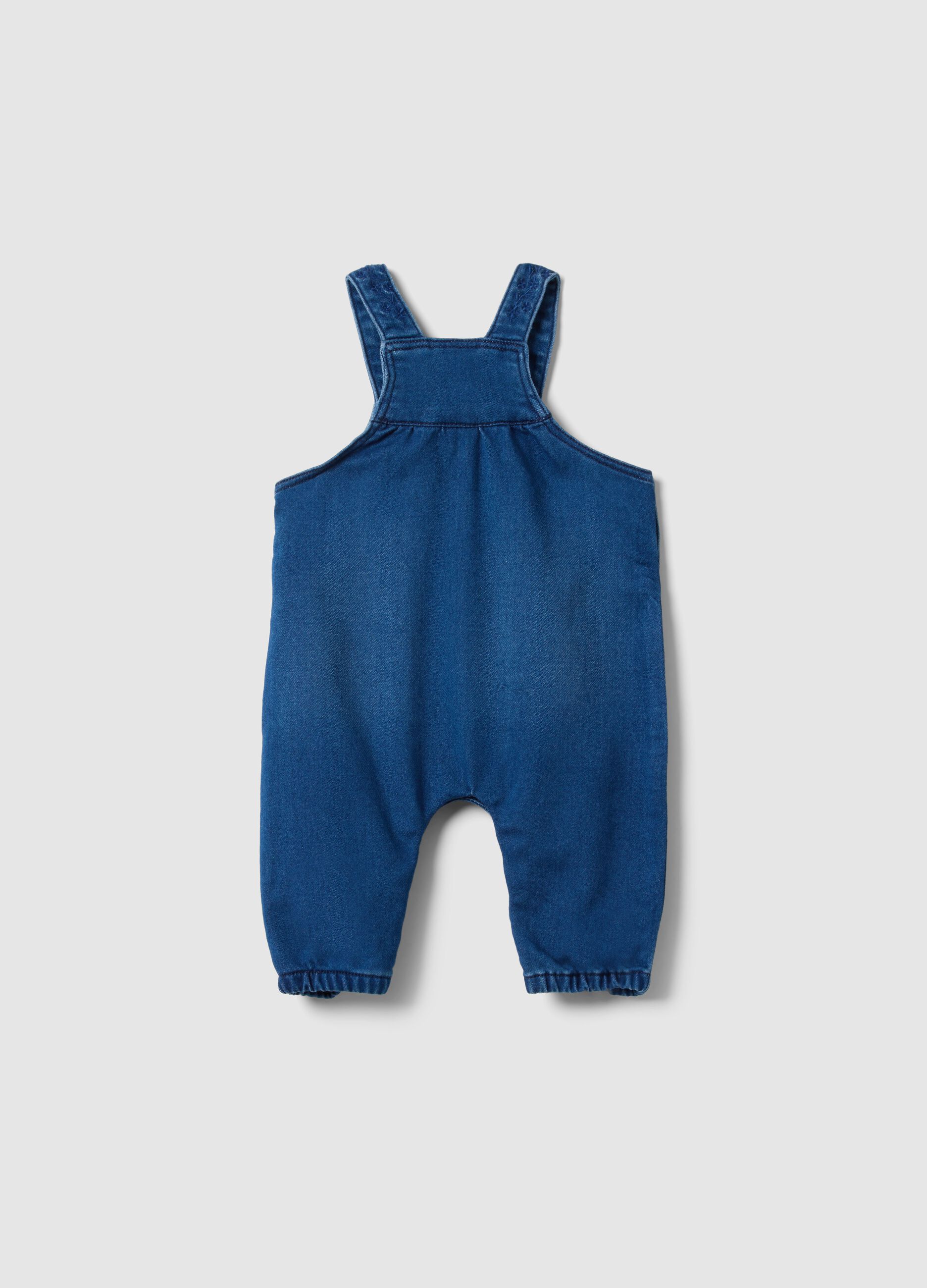Blue stretchy cotton regular fit dungarees for babies