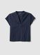 Blue pure cotton regular fit blouse with deep V transparency_4