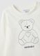 White pure organic cotton T-shirt with teddy bear print for baby girl_2