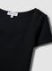Black stretch cotton T-shirt with square neckline, regular fit_5