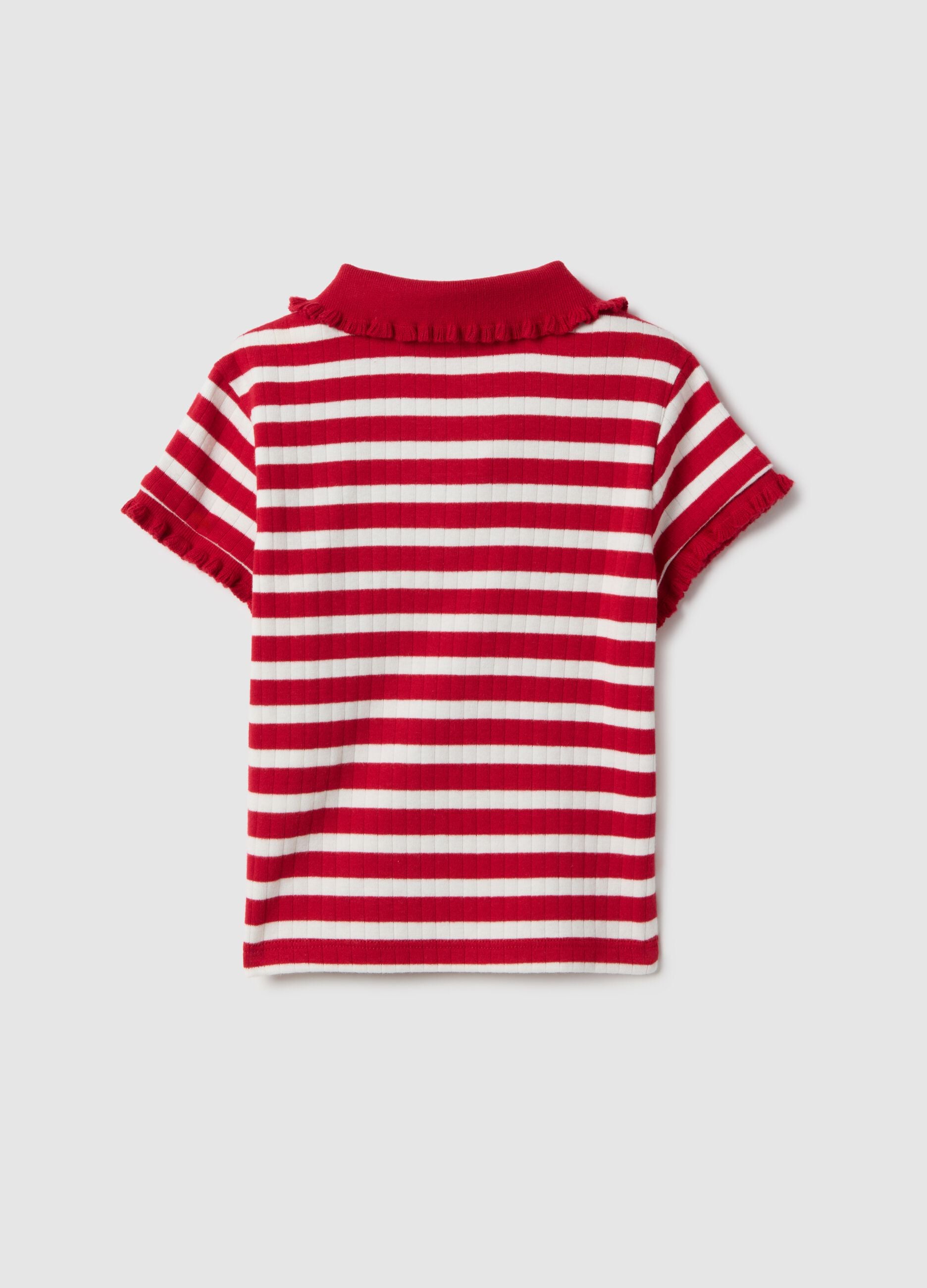 Multicolour cotton blend regular fit polo with bowling collar for girls