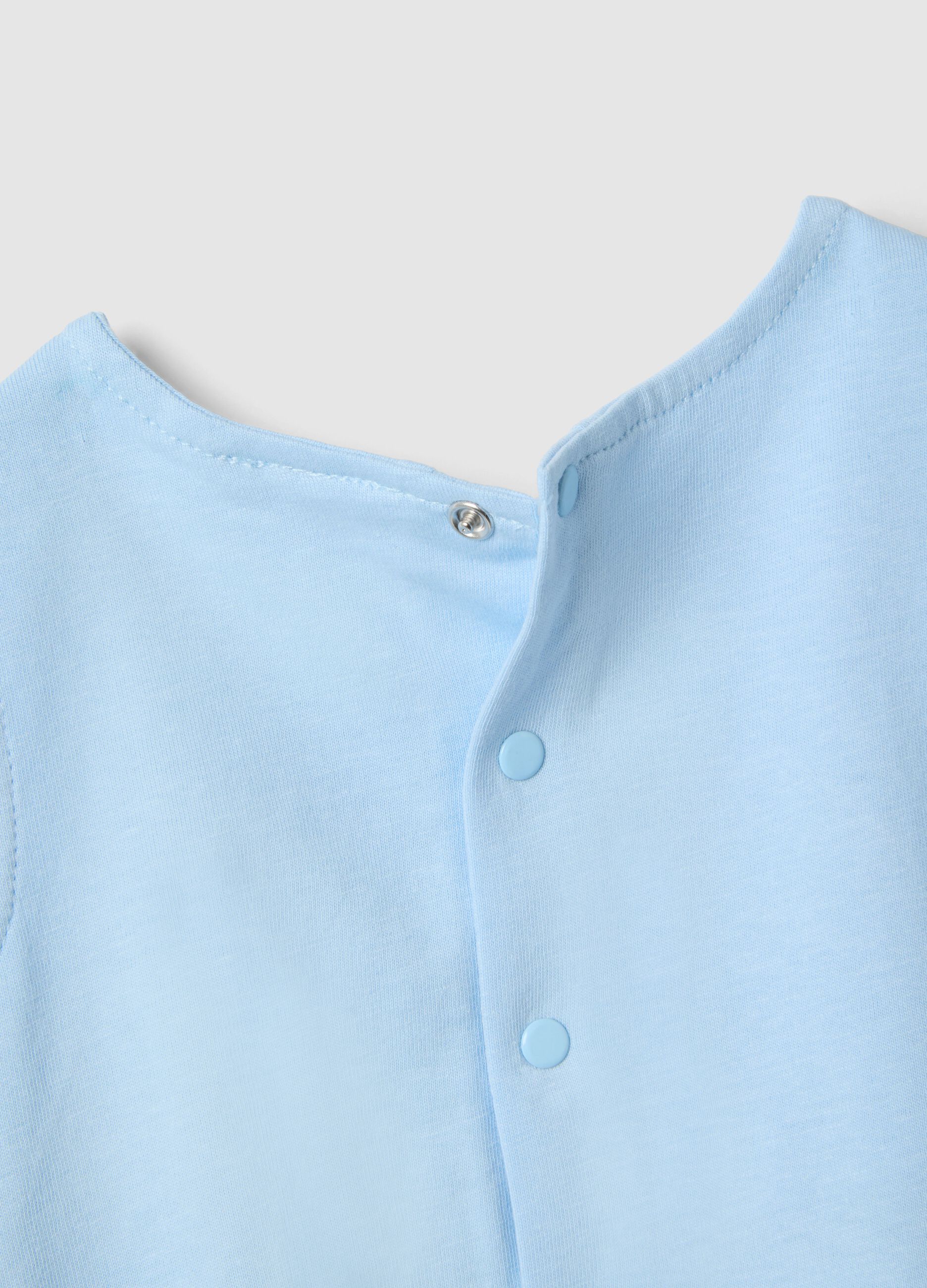 Baby's sleeveless pure cotton blue romper with embroidery