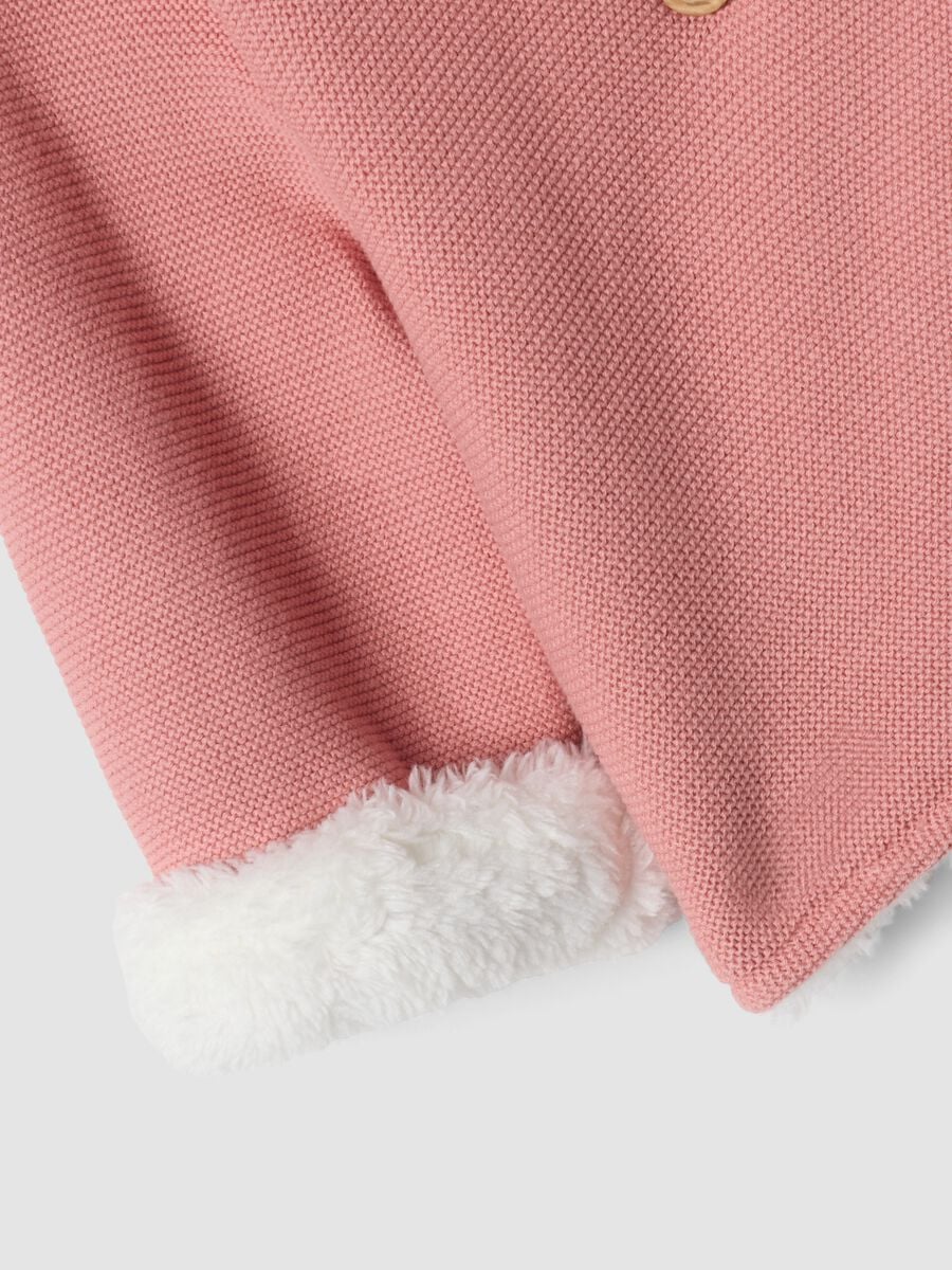 Pink hooded jacket in pure organic cotton for baby girl_3