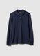 Long-sleeve blue polo shirt in pure cotton regular fit_4
