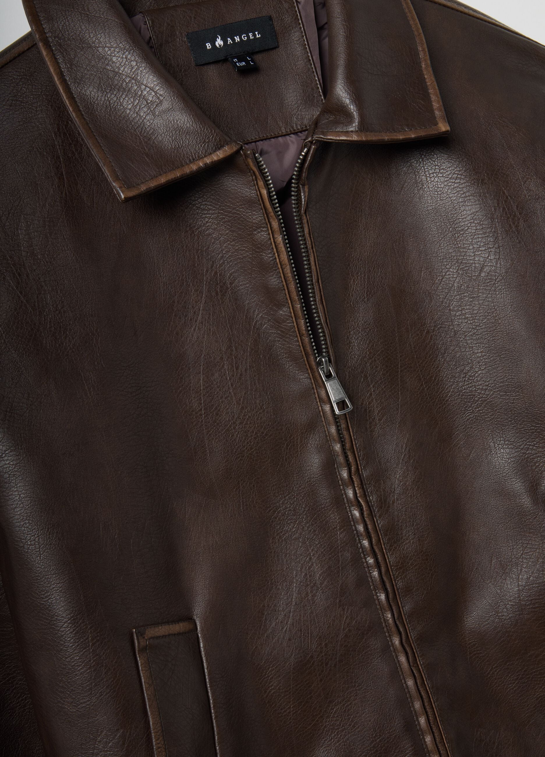 Brown padded oversized jacket with zip